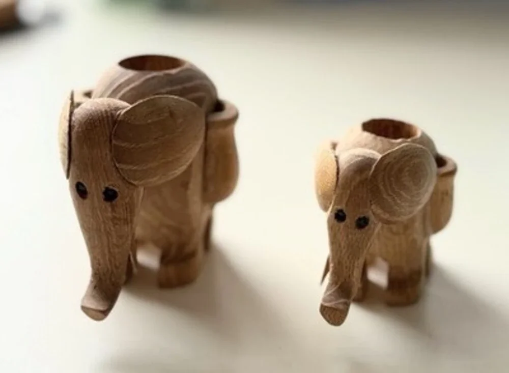 Vintage Hand Carved Wooden Toothpick Holders Mid Century Modern MCM